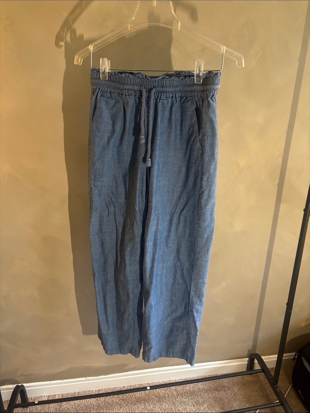 J. Crew Blue Drawstring Linen-Blend Joggers
